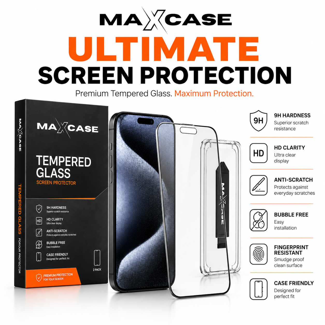 Maxcase Tempered Glass Screen Protector for iPhone