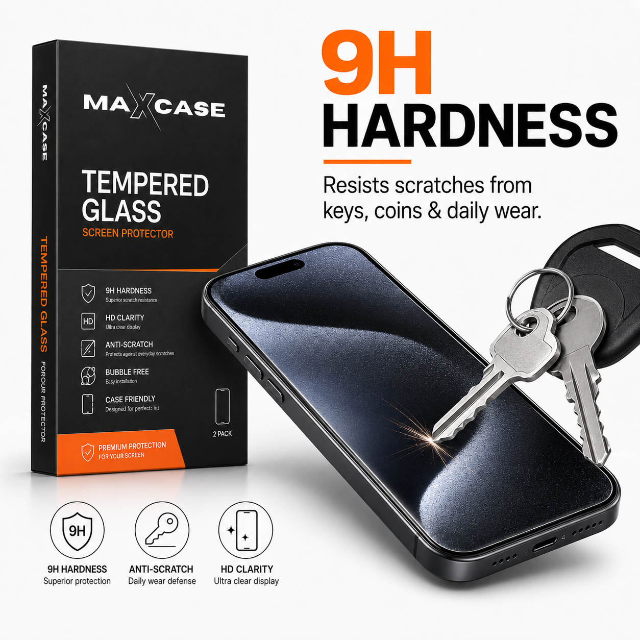 Maxcase Tempered Glass Screen Protector for iPhone