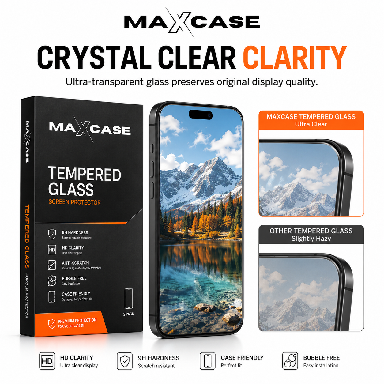 Maxcase Tempered Glass Screen Protector for iPhone