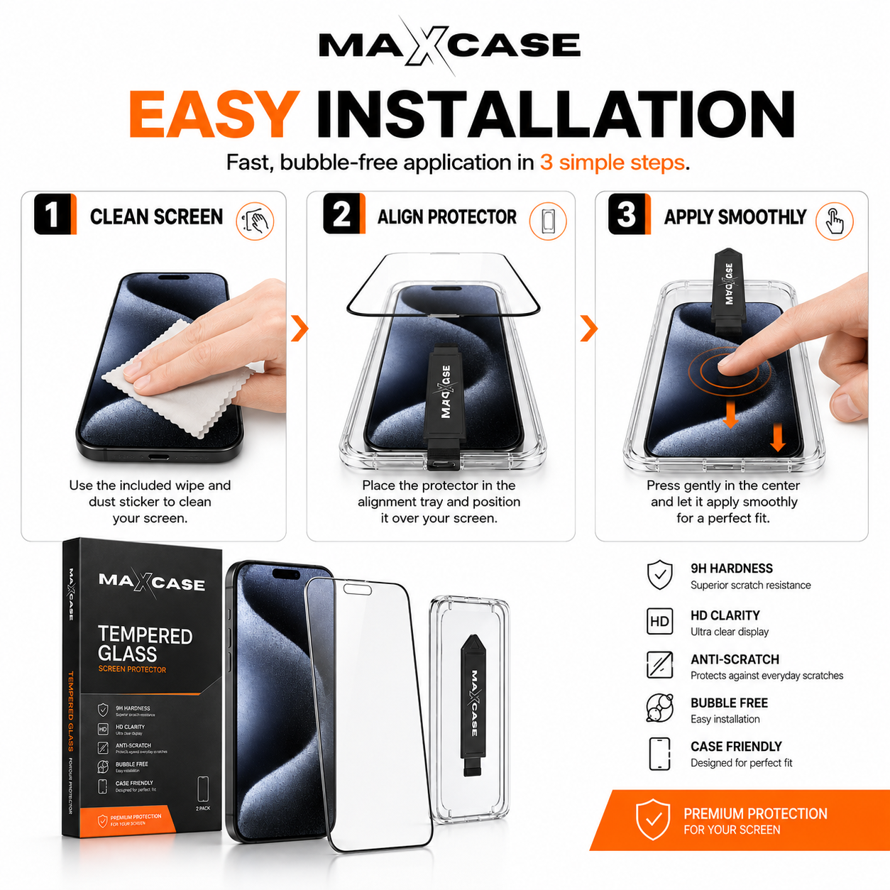 Maxcase Tempered Glass Screen Protector for iPhone