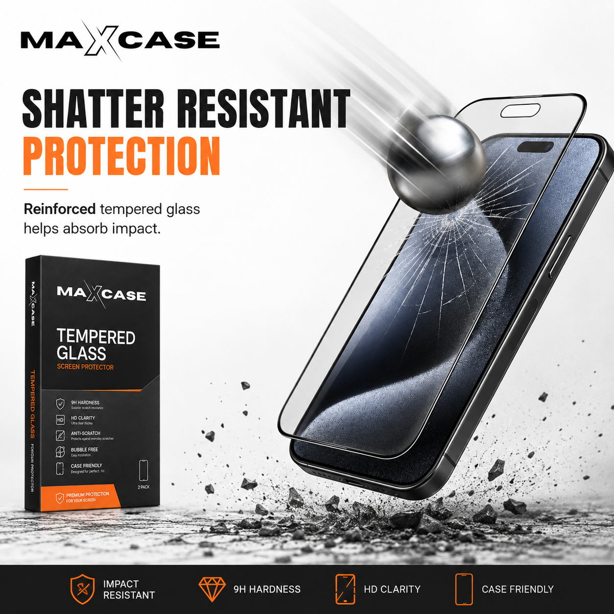 Maxcase Tempered Glass Screen Protector for iPhone