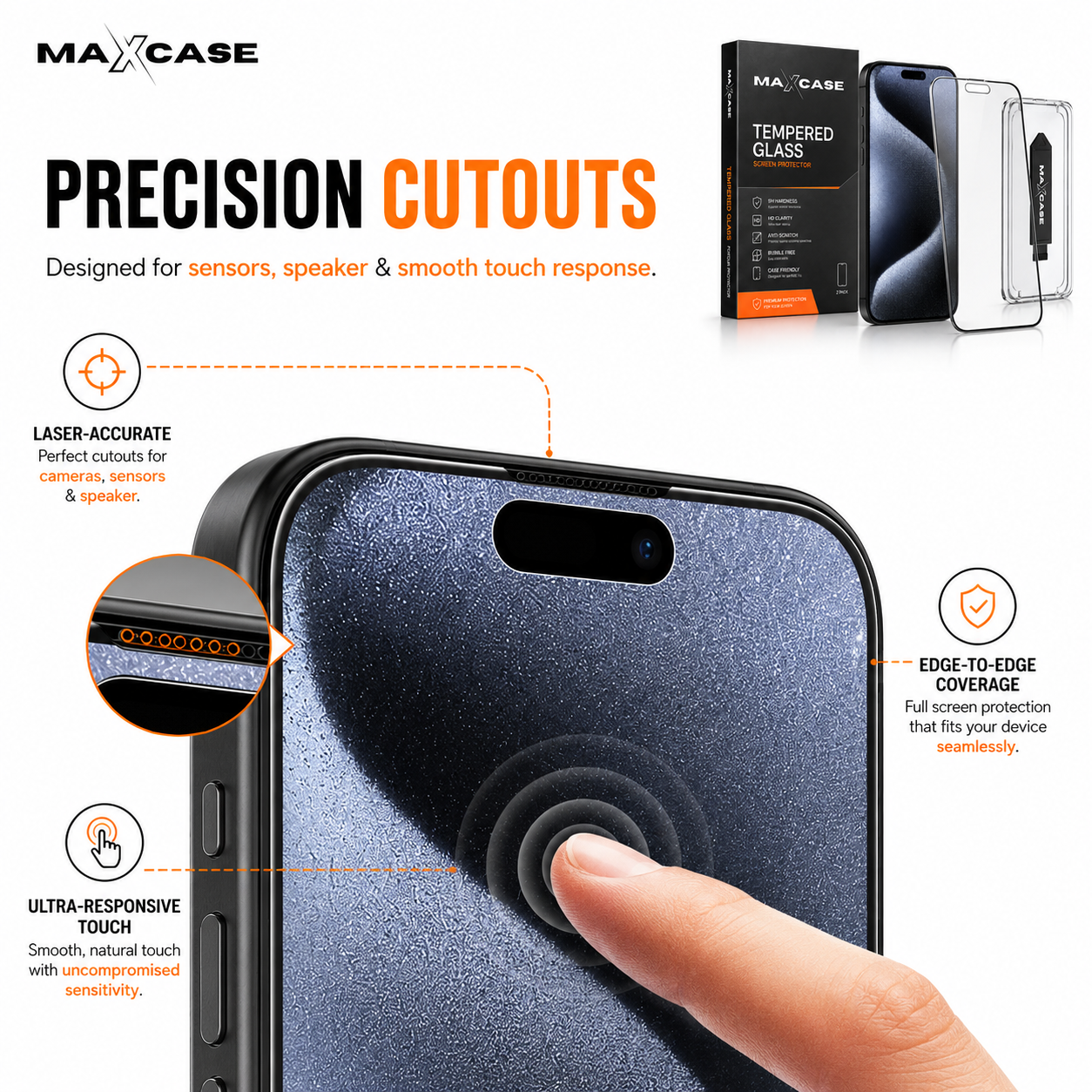 Maxcase Tempered Glass Screen Protector for iPhone