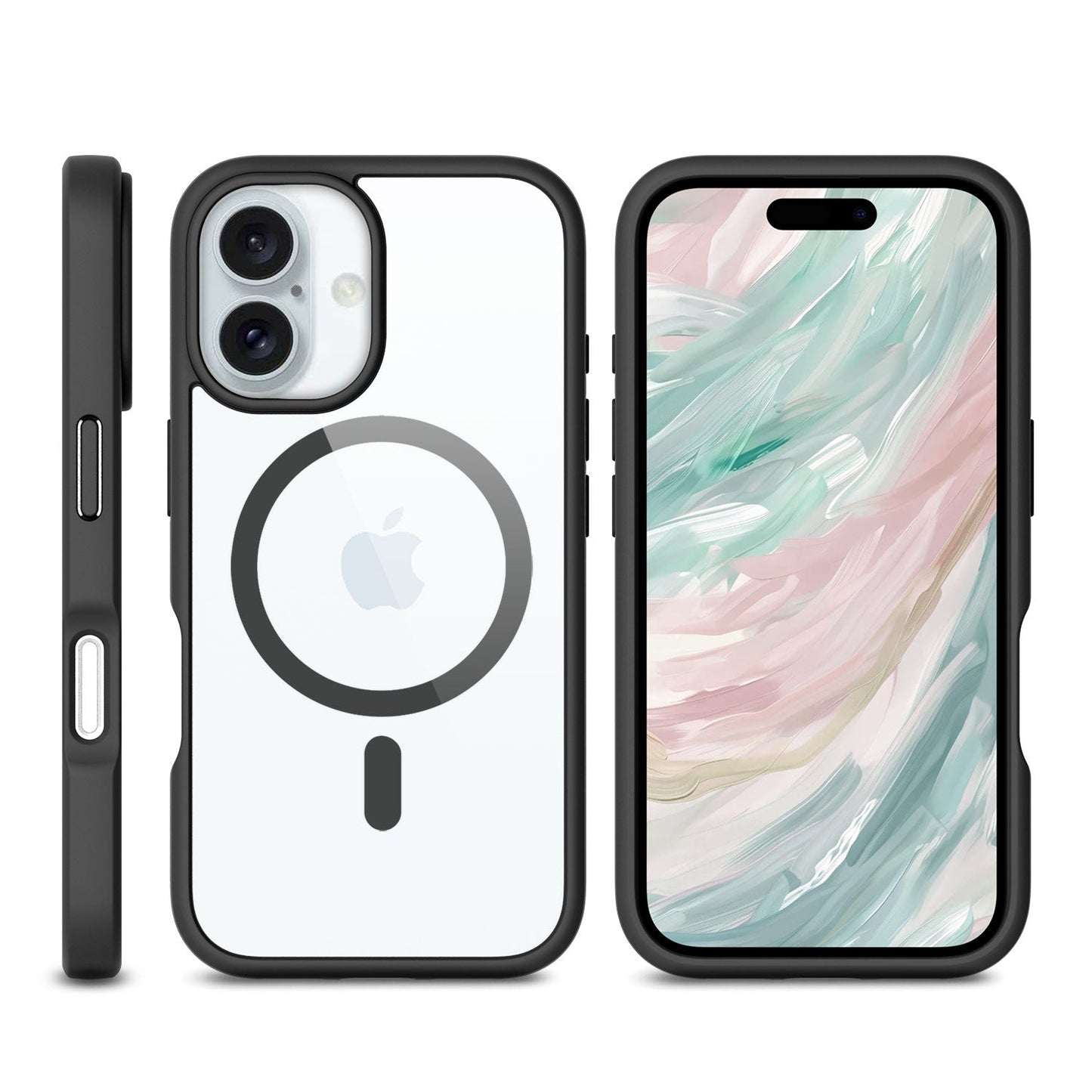 Max Impact Case for iPhone – 10FT Drop Protection, Anti-Yellow (Black/Transparent)