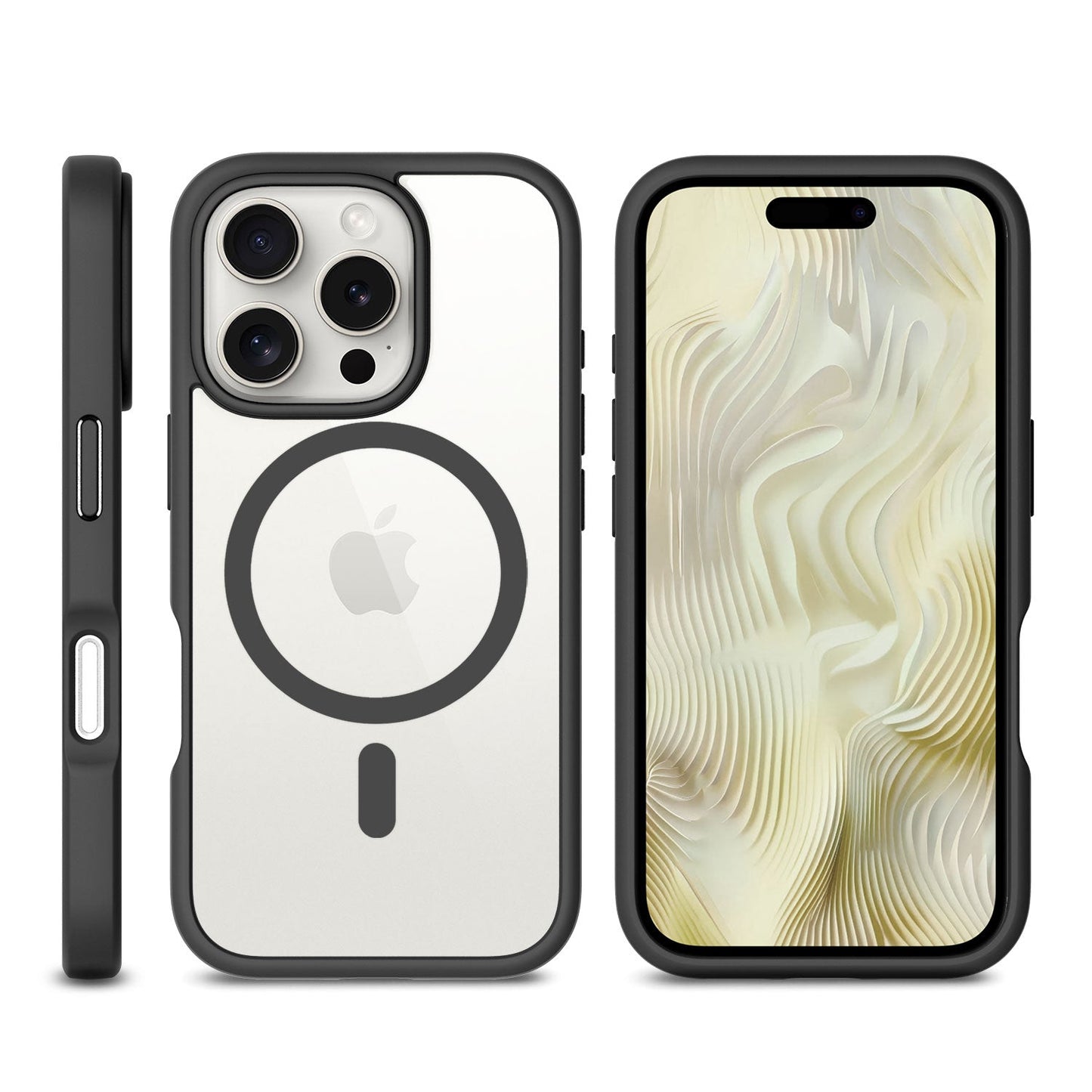 Max Impact Case for iPhone – 10FT Drop Protection, Anti-Yellow (Black/Transparent)