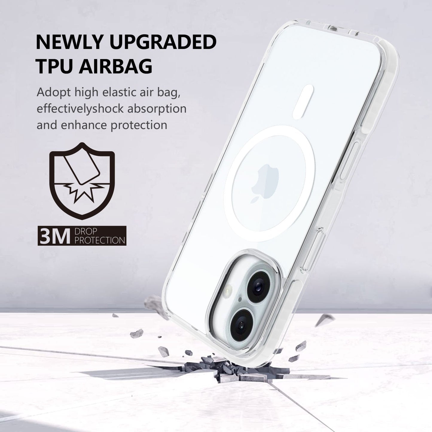 Max Impact Case for iPhone – 10FT Drop Protection, Anti-Yellow (Transparent)